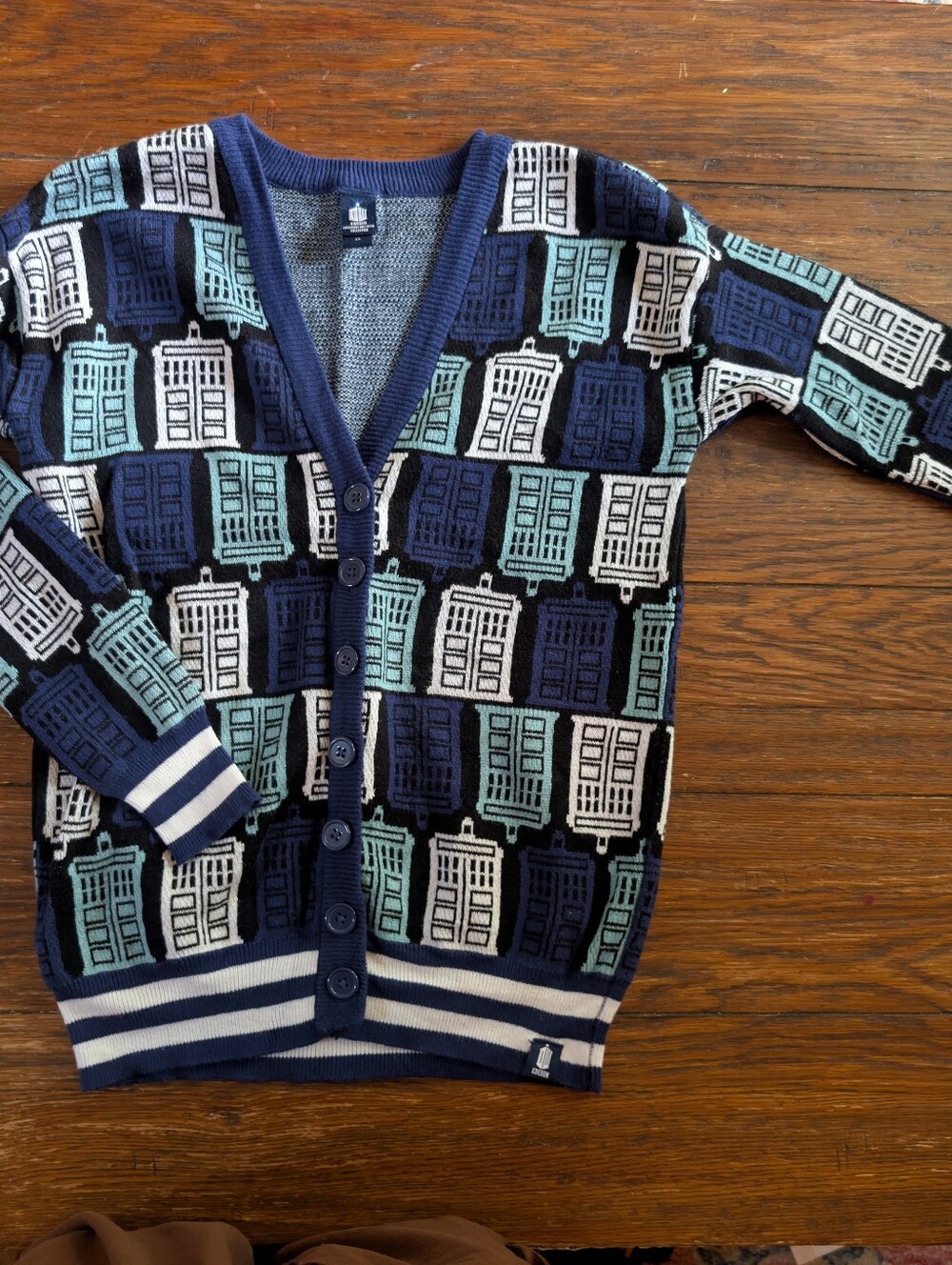 Doctor Who TARDIS Knit Cardigan - Novelty Phone Box Pattern